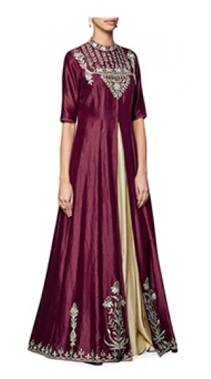 red jumpsuit with embroidered peplum